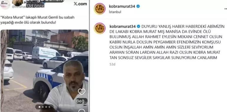 Kobra Murat öldü iddiaları şok etkisi yarattı Gerçek bambaşka çıktı