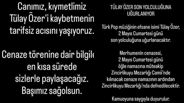 Tülay Özer hayatını kaybetti Cenaze töreni programı açıklandı