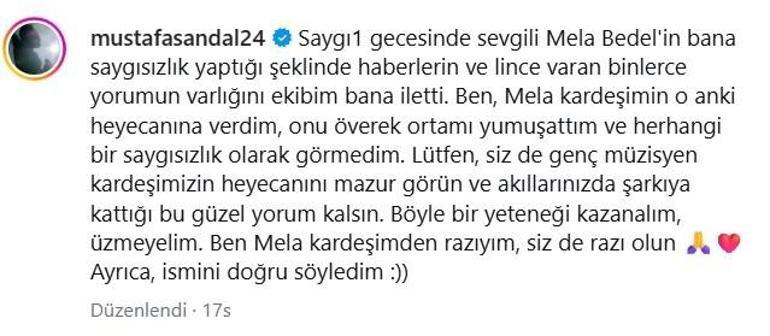 Saygı1 gecesinde isim krizi: Mustafa Sandal ve Mela Bedel arasındaki konuşma geceye damga vurdu