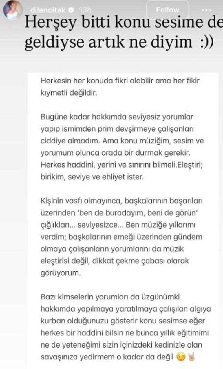 Dilan Çıtakın Sezen Aksu performansı eleştiri yağmuruna tutuldu: Tepkilere sert yanıt