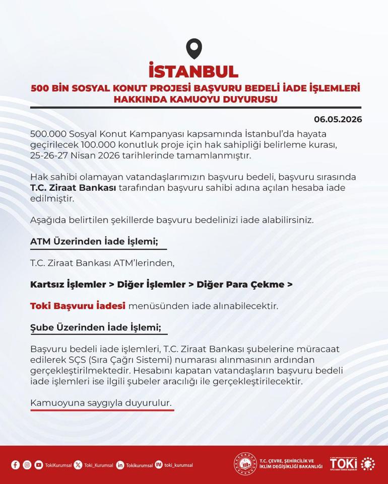 Son dakika... İstanbulda TOKİ kurasında ismi çıkmayanlar dikkat Başvuru iadeleri başladı