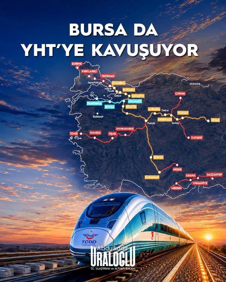 Bursa hızlı treninde geri sayım başladı Bakan tarih verdi: İstanbul ile mesafe 2 saat 15 dakikaya düşecek