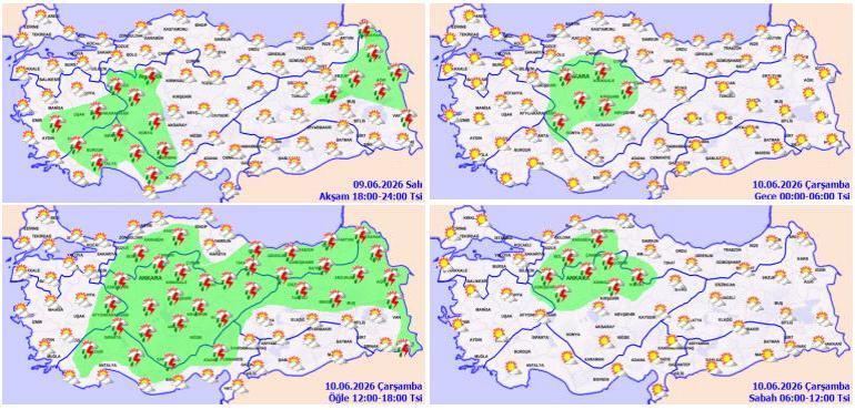 Meteoroloji yeni hava durumu haritası paylaştı İki kenti sağanak ve dolu vurdu