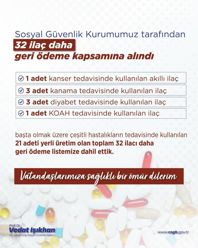 SGK geri ödeme listesini genişletti: 32 ilaç daha kapsama alındı