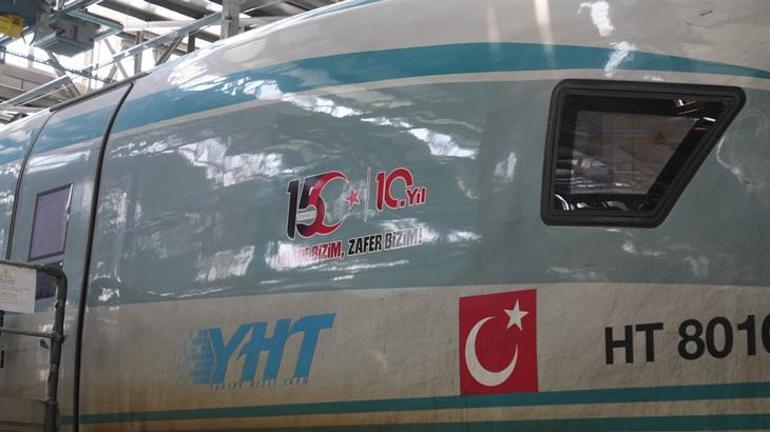 15 Temmuz Demokrasi ve Millî Birlik Gününün 10. yıl logosu 10 YHT setinde yolcularla buluşacak