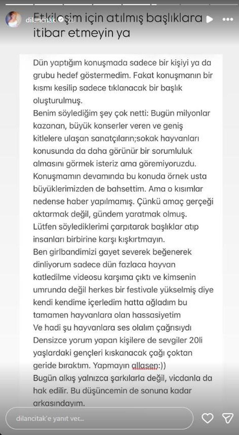 Manifesti eleştiren Dilan Çıtaktan geri adım: Konumuz kızlar değil