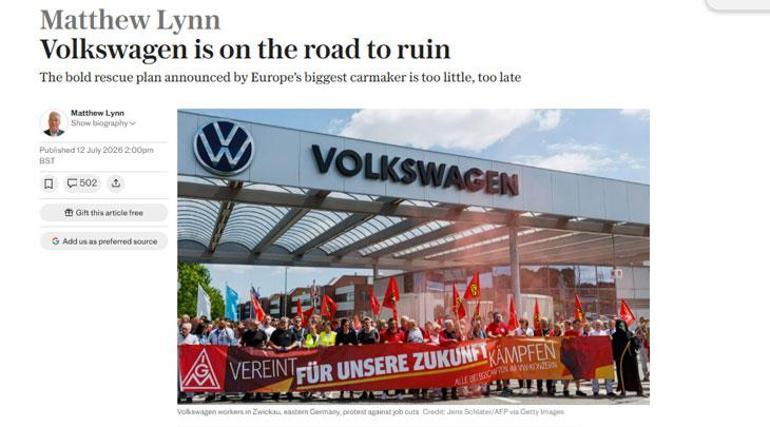 Volkswagen için alarm zilleri çalıyor Çöküş uyarısı