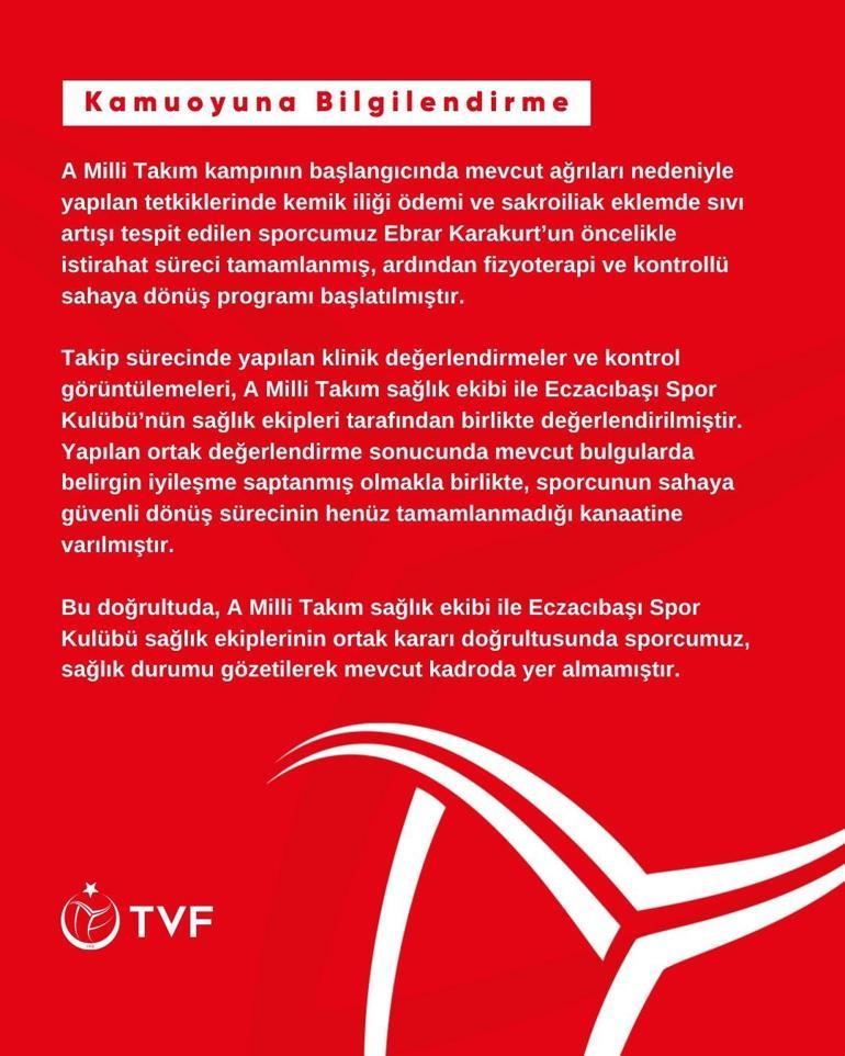 Filenin Sultanlarında Ebrar Karakurt için sakatlık açıklaması