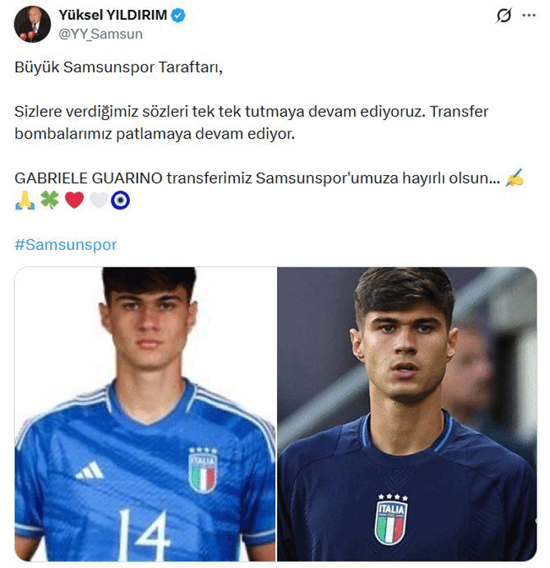 Yüksel Yıldırım, Samsunsporun yeni transferini açıkladı