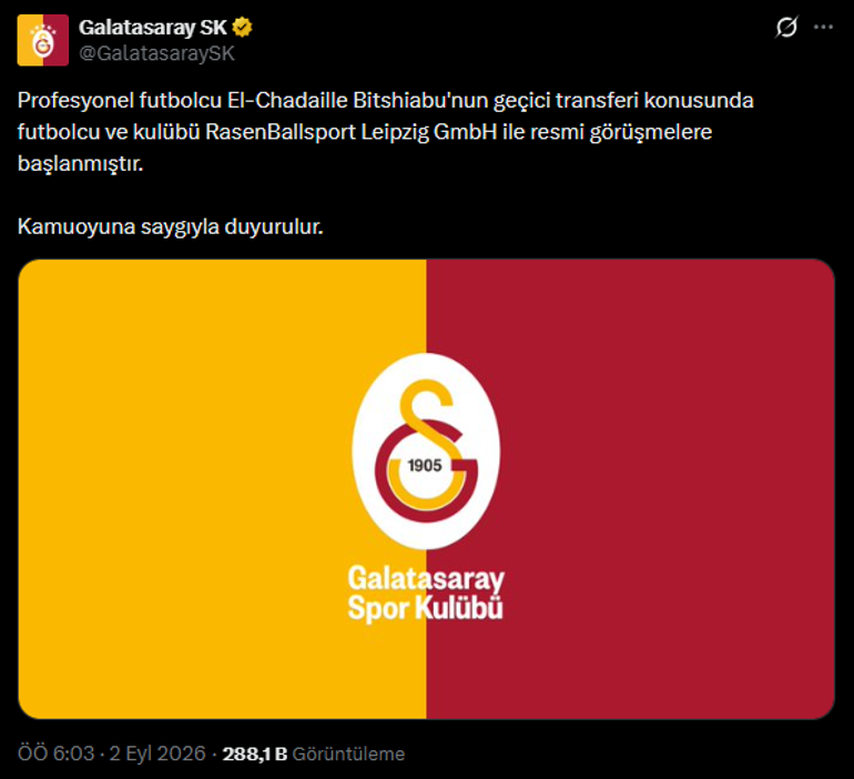 Galatasaray, Bitshiabu’yu kiraladığını resmen açıkladı Oyuncu İstanbula geldi