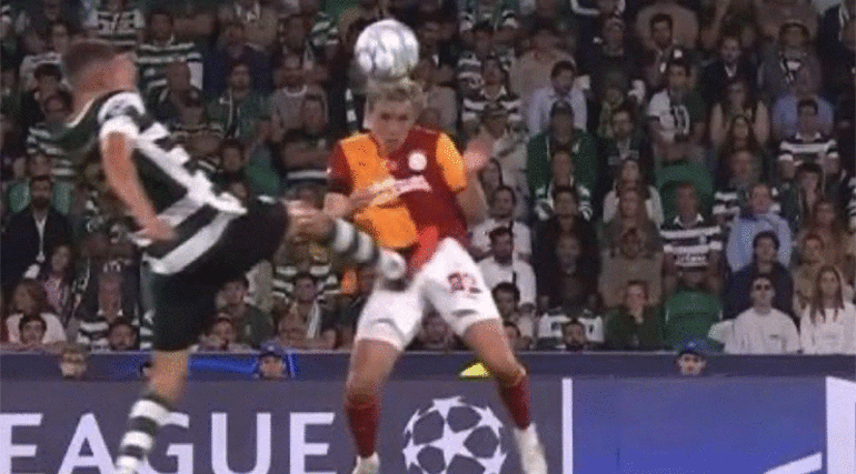 Galatasaraydan kırmızı kart ve penaltı isyanı Sporting maçında tartışma yaratan hakem kararları