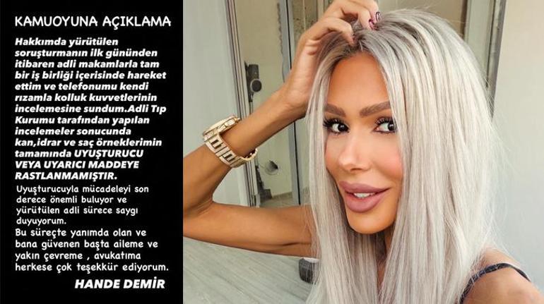 Gözaltına alınan Hande Demir uyuşturucu test sonucunu paylaştı 6 6ac546e350398df27d010fab