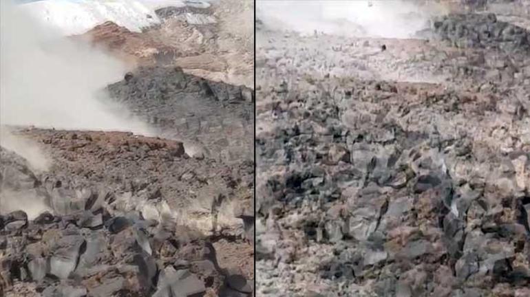 Ağrı Dağı’nda heyelan Dağcılar üzerine yuvarlanan dev kayalardan kaçarak kurtuldu