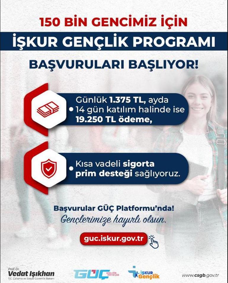 İŞKUR Gençlik Programı yeni dönem başvuruları başladı Bakan Işıkhan duyurdu: Günlük 1.375 TL ödeme yapılacak