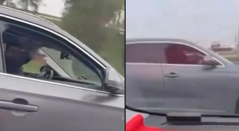 Otoyolda inanılmaz görüntüler Sürücüler birbirine girdi