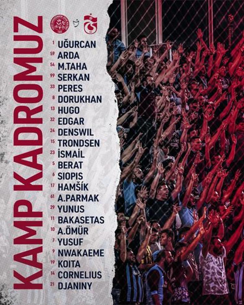 Trabzonsporda Bakasetas ve Hamsik, Karagümrük maçı kadrosunda