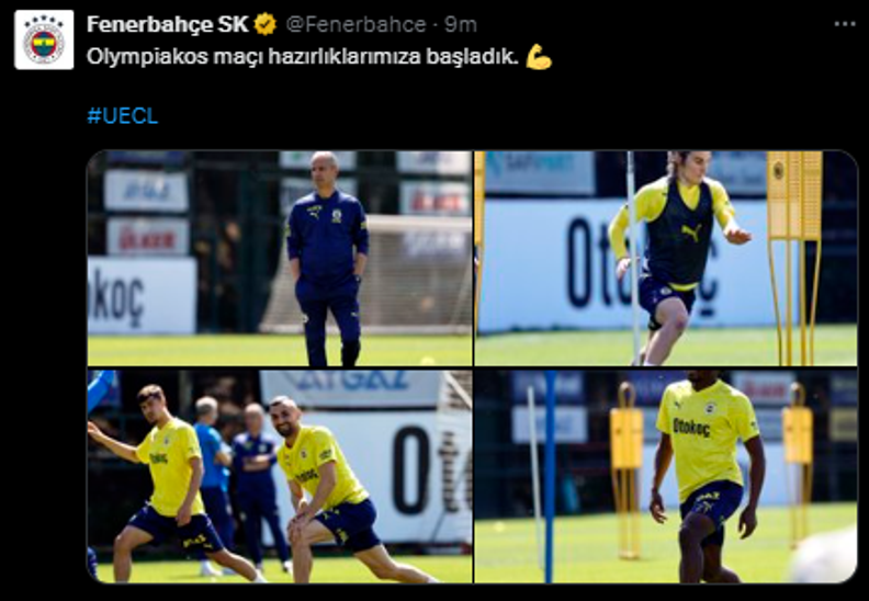 Fenerbahçeden manidar paylaşım: Olympiakos maçı hazırlıklarımıza başladık
