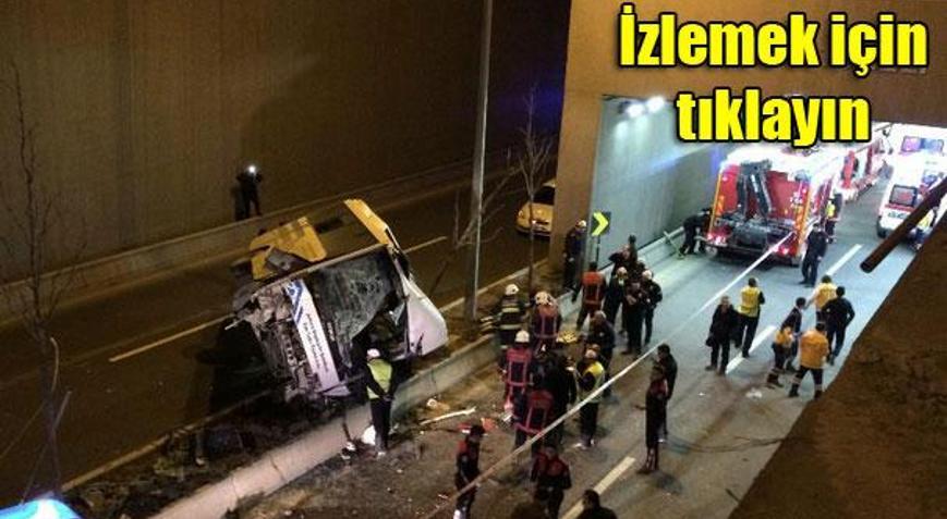 Özel halk otobüsü köprüden uçtu: 13 yaralı