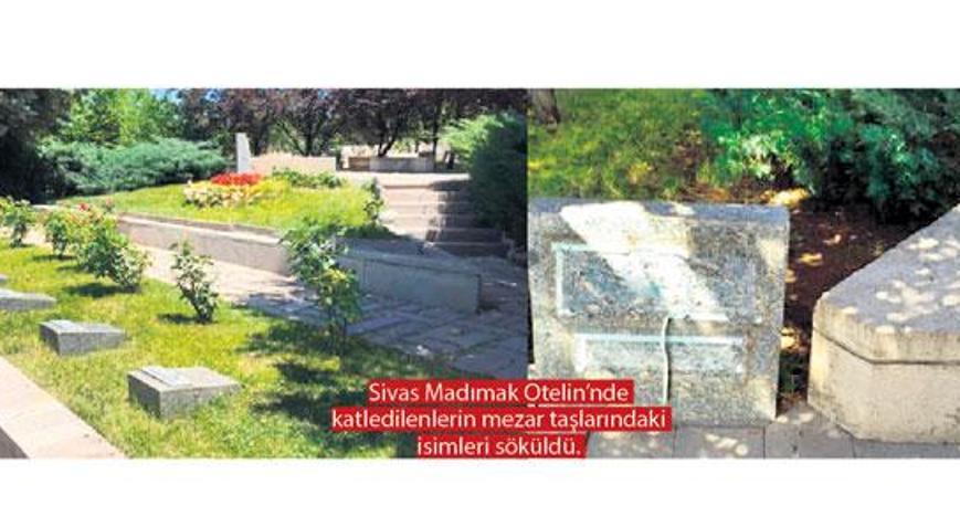 Madımak’ta katledilenlerin  mezarlarına çirkin saldırı