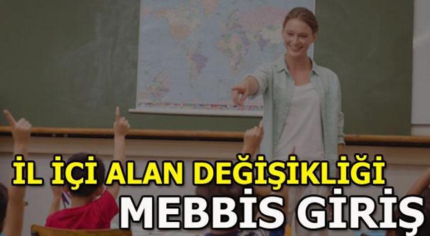 Öğretmenlerin il içi alan değişikliği başvuru işlemleri MEBBİSte