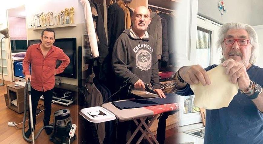 Süper kahramanlar pelerin  takmaz ev işi yapar