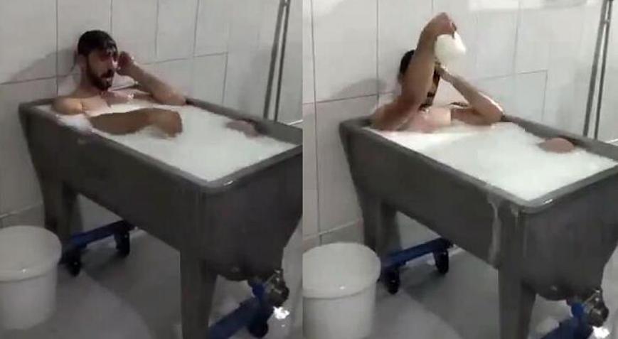 Süt banyosu rezaletinde şoke eden açıklama: Şaka amaçlı...
