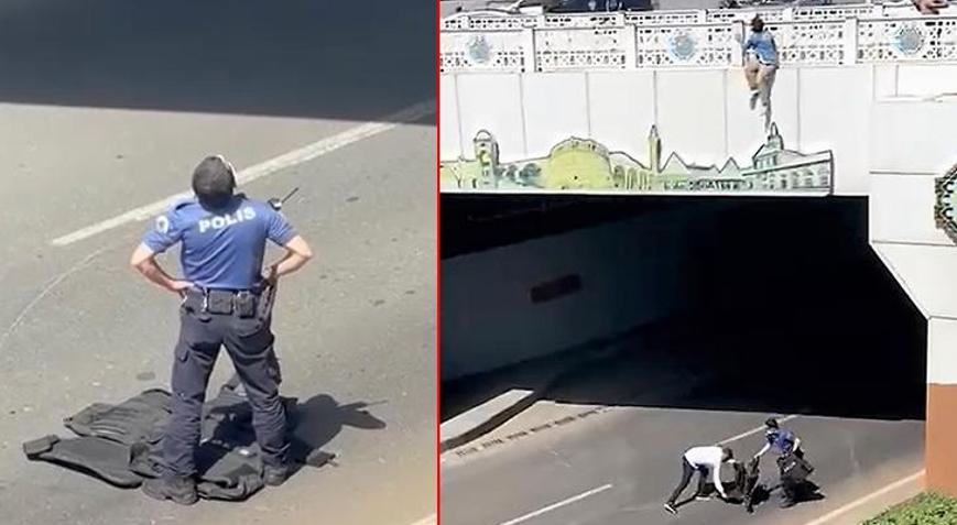 İntihar etmek isteyen genç kıza polislerden çelik yelekli önlem İntihar etmek isteyen genç kıza polislerden çelik yelekli önlem