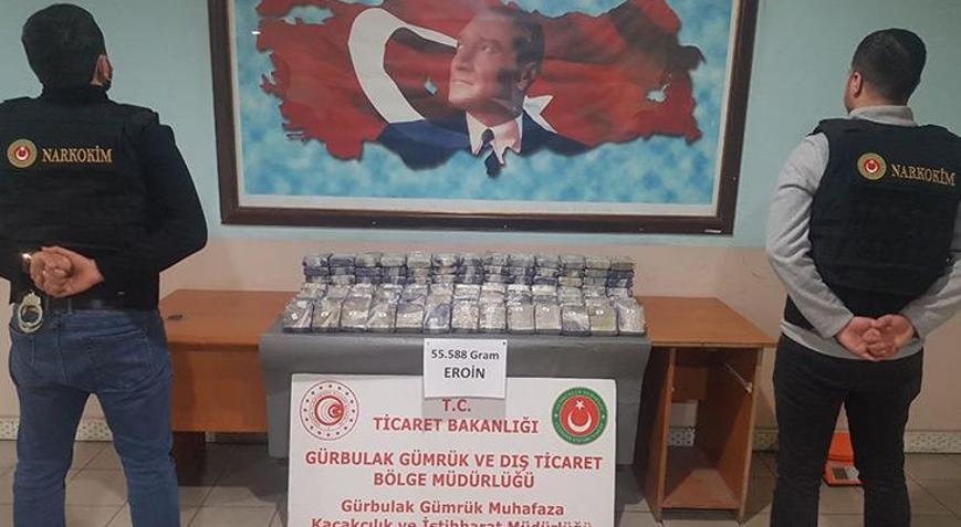 Gürbulak Sınır Kapısında TIRda 55 kilo eroin ele geçirildi