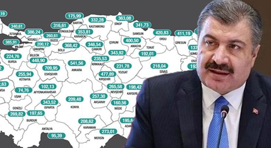 Son dakika... Sağlık Bakanı Koca vaka haritasını açıkladı İşte zirvedeki il...