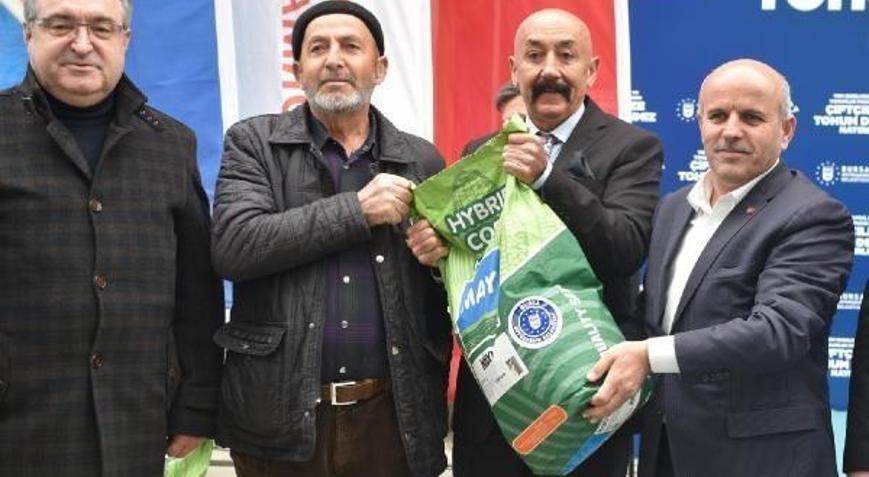 Büyükorhanlı çiftçiye fidan ve tohum desteği