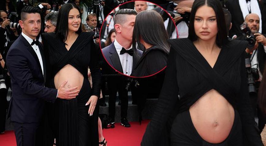Karnı burnunda Adriana Lima kırmızı halıda