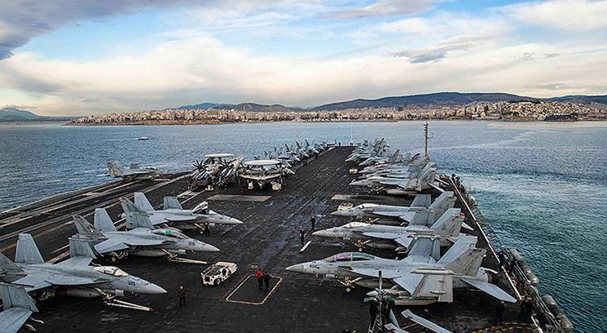 Amerikan uçak gemisi Ege Denizinde Konum İzmirin karşısı