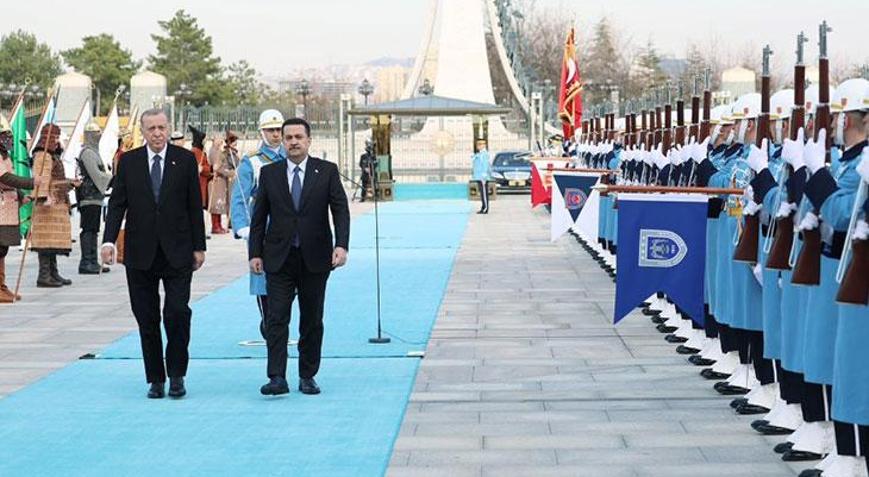 Irak Başbakanı es-Sudani Ankarada Erdoğan resmi törenle karşıladı