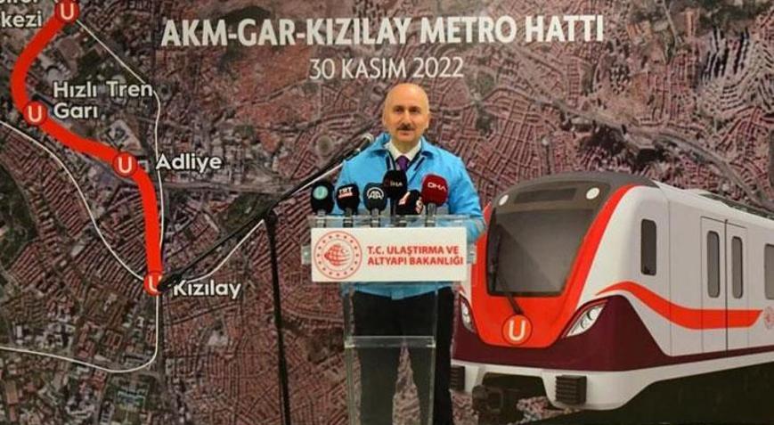 Bakan Karaismailoğlu: AKM-Gar Kızılay metrosunda tüm imalatlar tamamlandı