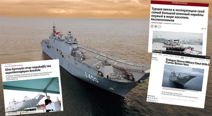 TCG Anadolu dünya basınında: Erdoğan askeri güç gösterisi yaptı