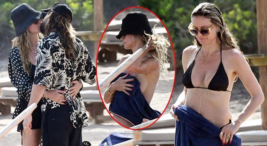 Heidi Klum ile Tom Kaulitzin romantik anları Ünlü model üstsüz güneşlendi