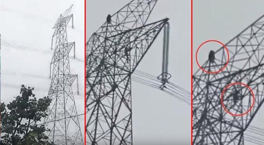 Sevgilisine kızıp santrale çıktı Genç kadından akılalmaz hareket