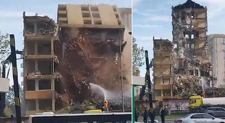 Be�ikta�'ta kontroll� y�k�m s�ras�nda 11 katl� bina ��kt�