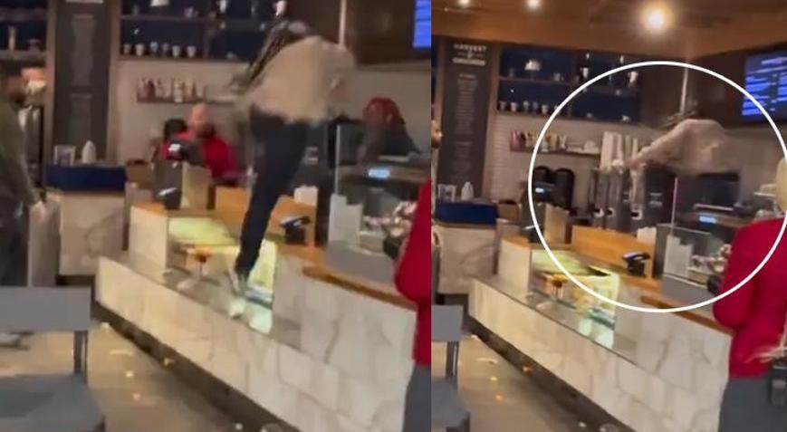 Kovulunca gözü döndü, tezgahın üzerinden uçarak atladı Eşyalarımı verin