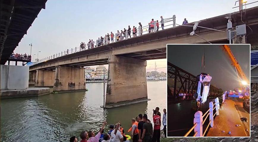 Yol verme tartışması can aldı Aracıyla otomobile vurup köprüden nehre uçtu