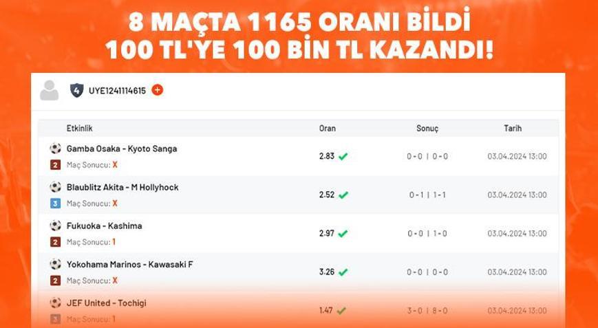 1165 oranı bildi, 100 TLye 100 bin TL kazandı