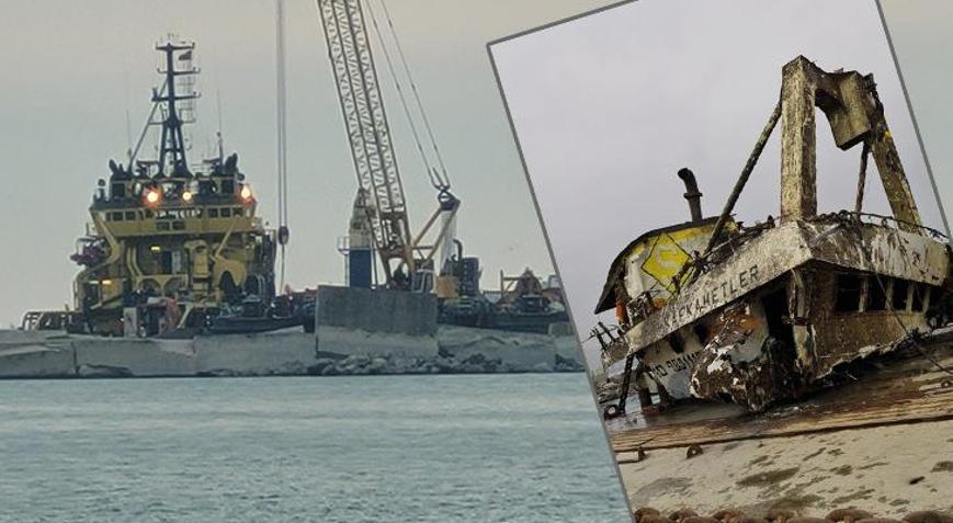 Zonguldakta batan Kafkametler gemisinin kaptan köşkü denizden çıkarıldı