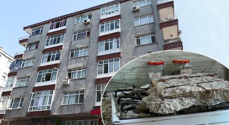 Güngörende 47 yıllık binanın tavan betonu döküldü, midye kabukları ortaya çıktı