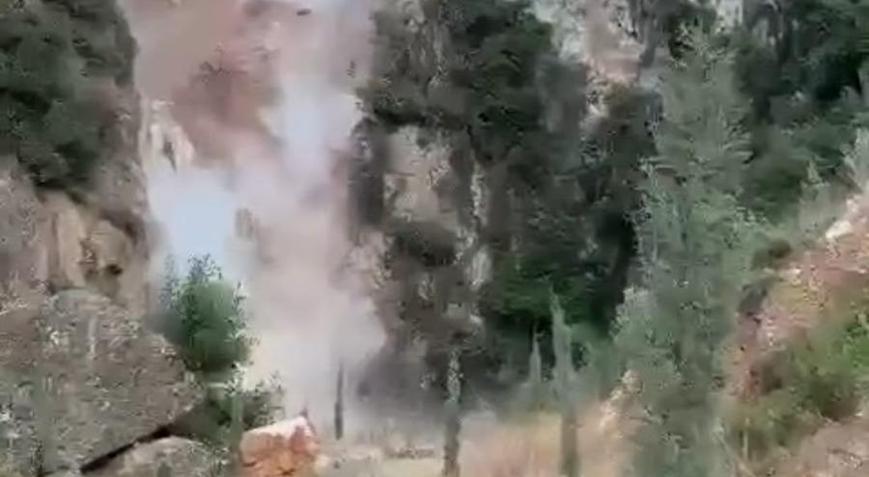 Taş ocağı için patlatma yaparak, şelaleye zarar veren firmanın faaliyeti durduruldu