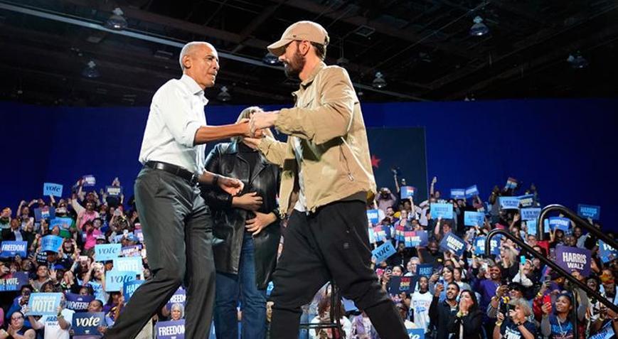 Obama Eminem ile rap yaptı, Trump hakaret yağdırdı