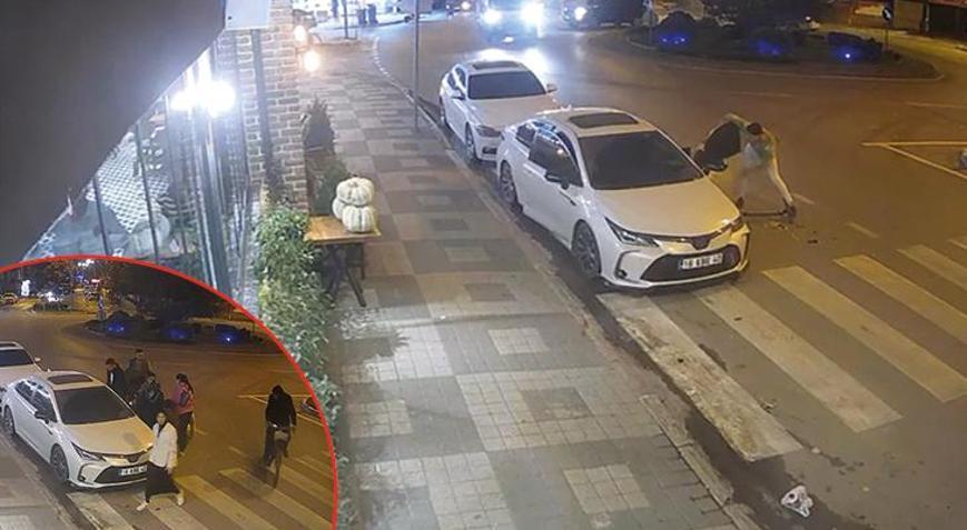 İnegölde otomobilin açılan kapısına çarpan skuterli yaralandı