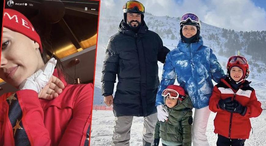 Fahriye Evcen kayak yaparken kaza geçirdi