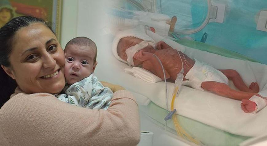 540 gram doğan Efe bebek annesine kavuştu