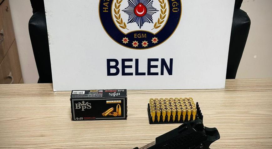 Belende ruhsatsız tabanca ve mühimmat ele geçirildi