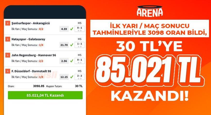İlk Yarı / Maç Sonucu tahminleriyle 3.098 oranı bildi, 30 TLye 85.021 TL kazandı